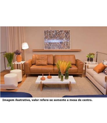 Mesa Centro Itapoa Laca Branca Brilhante com Amendoa 120cm - 68467