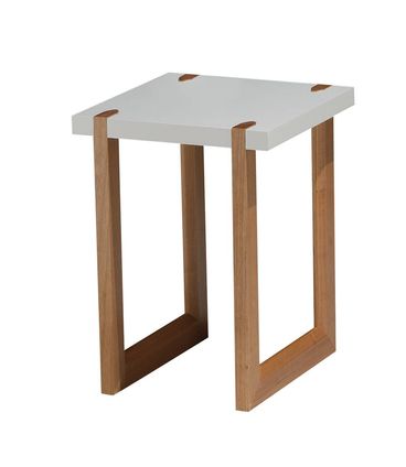 Mesa Lateral Itapoa Laca Branca Brilhante com Amendoa 45cm - 68491