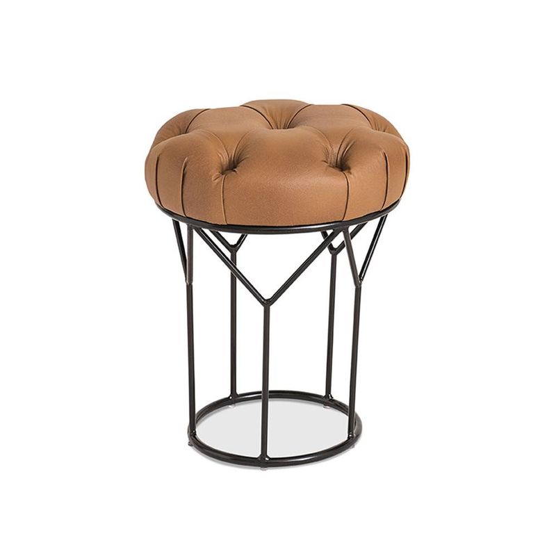 PuffStopperAssentoCouroCarameloBasePreto