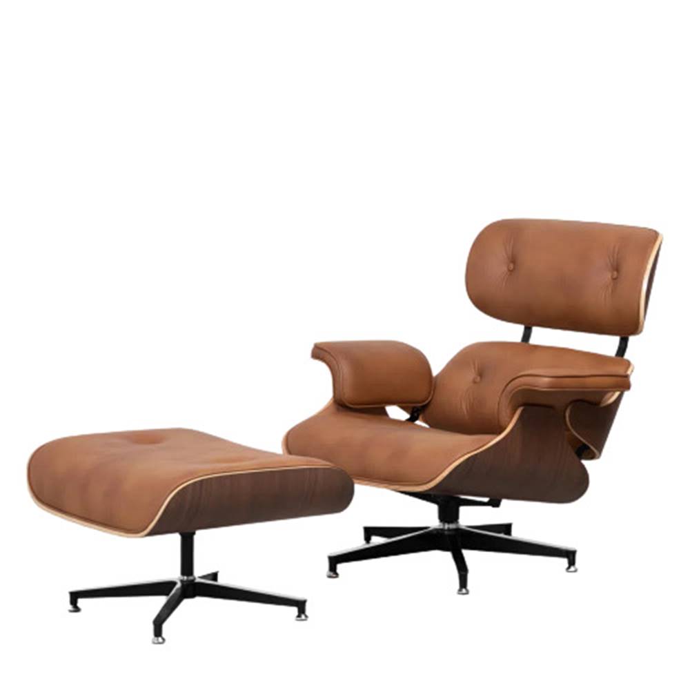 Poltrona-Com-Puff-Charles-Eames-Couro-Caramelo-Base-X-Preta---68558