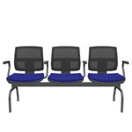 LongarinaFlora3LugaresEncostoTelaPretaAssentoAeroAzulComBracoBaseMetalPreto68588