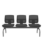 LongarinaFlora3LugaresEncostoTelaPretaAssentoAeroPretoSemBracoBaseMetalPreto68572