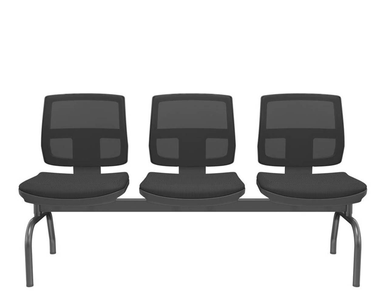 Longarina-Flora-3-Lugares-Encosto-Tela-Preta-Assento-Aero-Preto-Sem-Braco-Base-Metal-Preto---68572