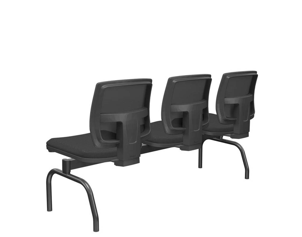 Longarina-Flora-3-Lugares-Encosto-Tela-Preta-Assento-Aero-Preto-Sem-Braco-Base-Metal-Preto---68572