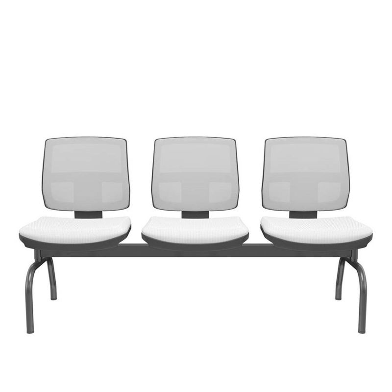 LongarinaFlora3LugaresEncostoTelaBrancaAssentoAeroBrancoSemBracoBaseMetalPreto68583