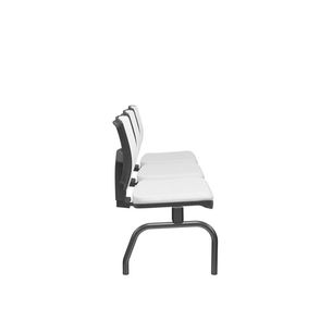 Longarina Flora 3 Lugares Encosto Tela Branca Assento Aero Branco Sem Braço Base Metal Preto - 68583