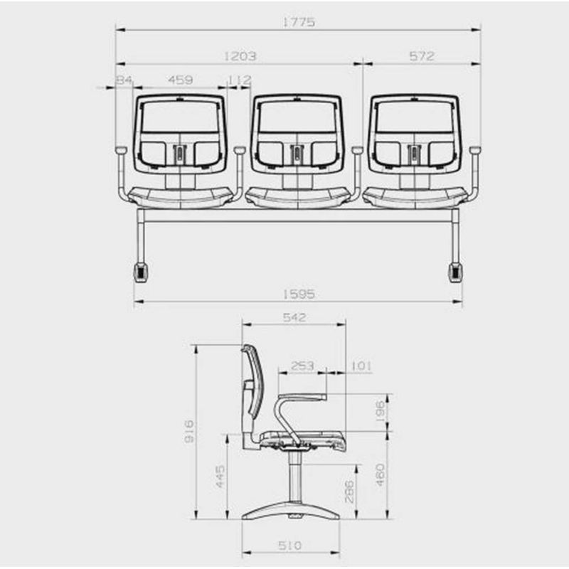 LongarinaFlora3LugaresEncostoTelaBrancaAssentoAeroBrancoSemBracoBaseMetalPreto68583