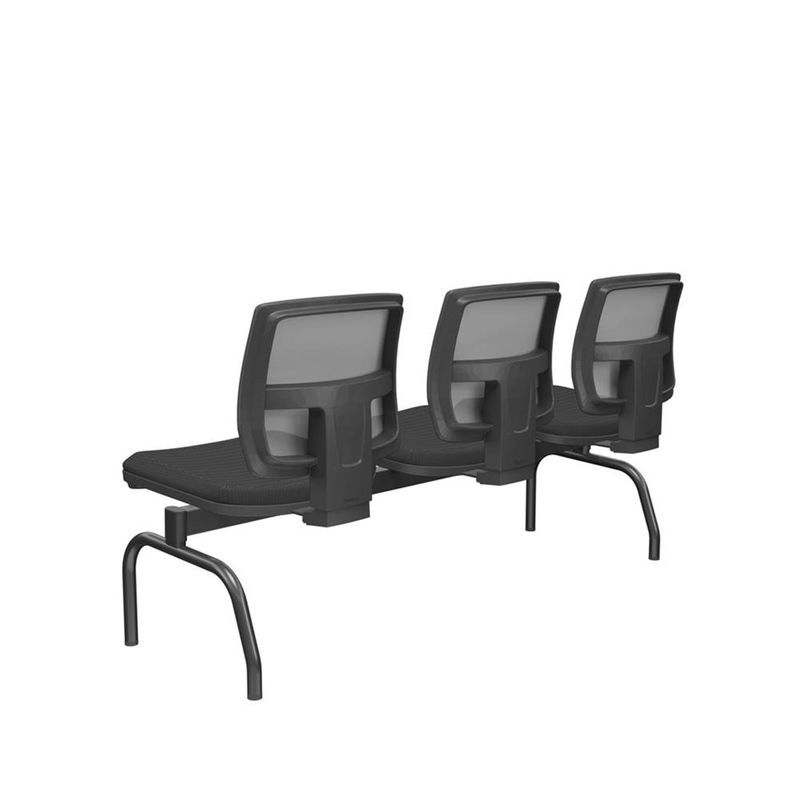 LongarinaFlora3LugaresEncostoTelaCinzaAssentoAeroPretoSemBracoBaseMetalPreto68586