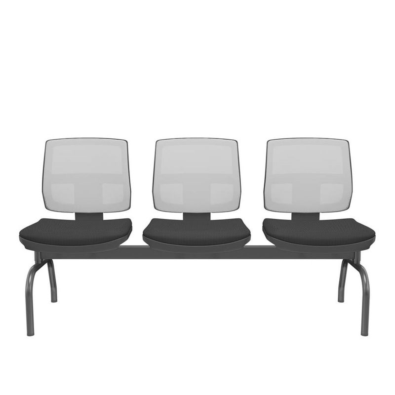 LongarinaFlora3LugaresEncostoTelaBrancaAssentoAeroPretoSemBracoBaseMetalPreto68585