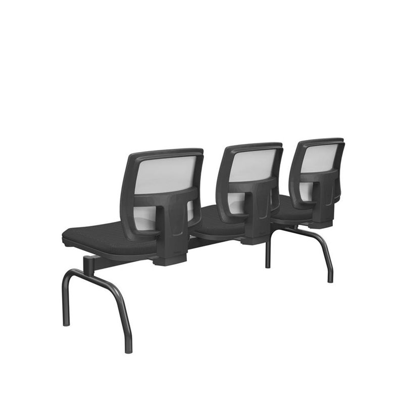 LongarinaFlora3LugaresEncostoTelaBrancaAssentoAeroPretoSemBracoBaseMetalPreto68585