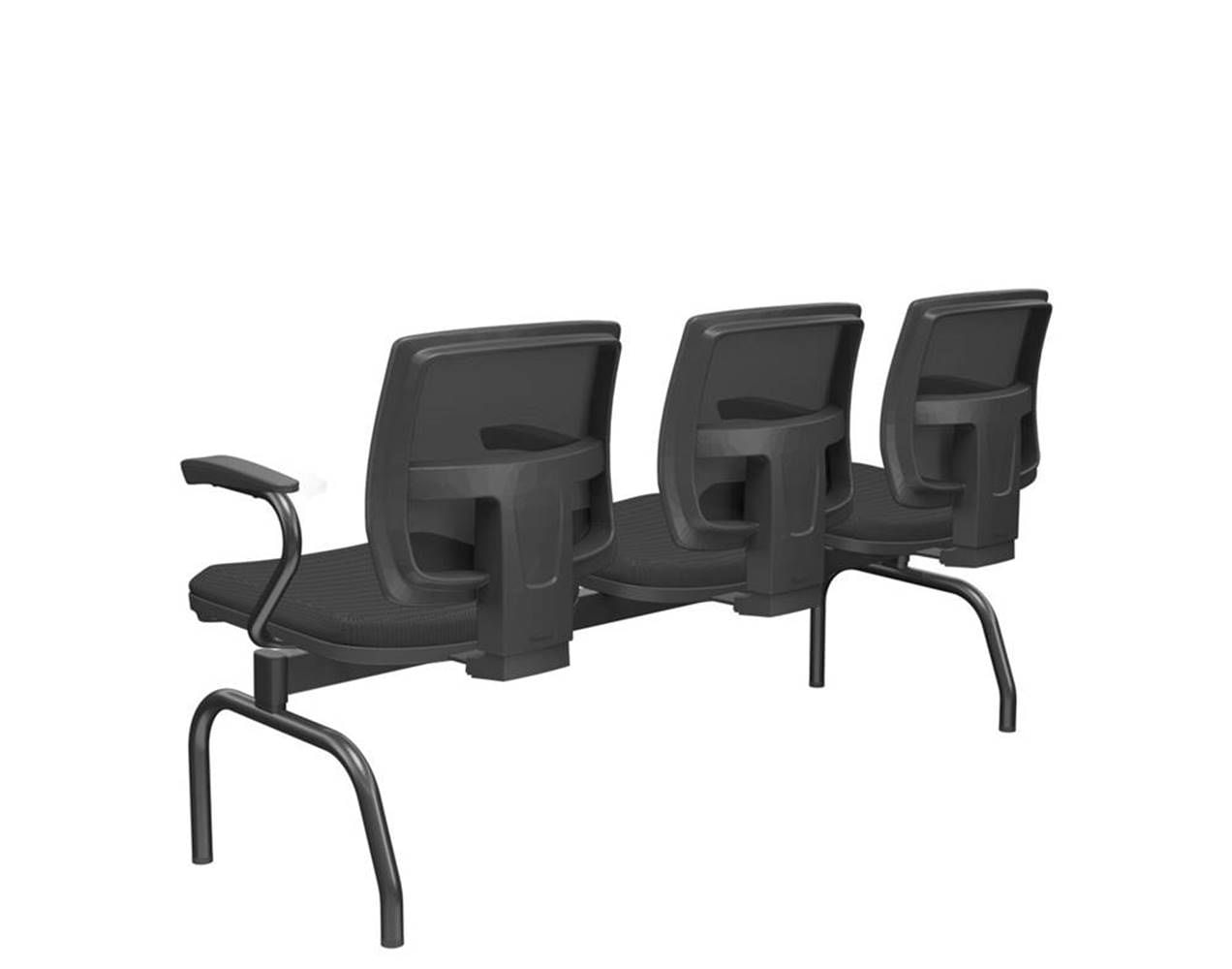 Longarina-Flora-3-Lugares-Encosto-Tela-Preta-Assento-Aero-Preto-Com-Braco-Base-Metal-Preto---68587