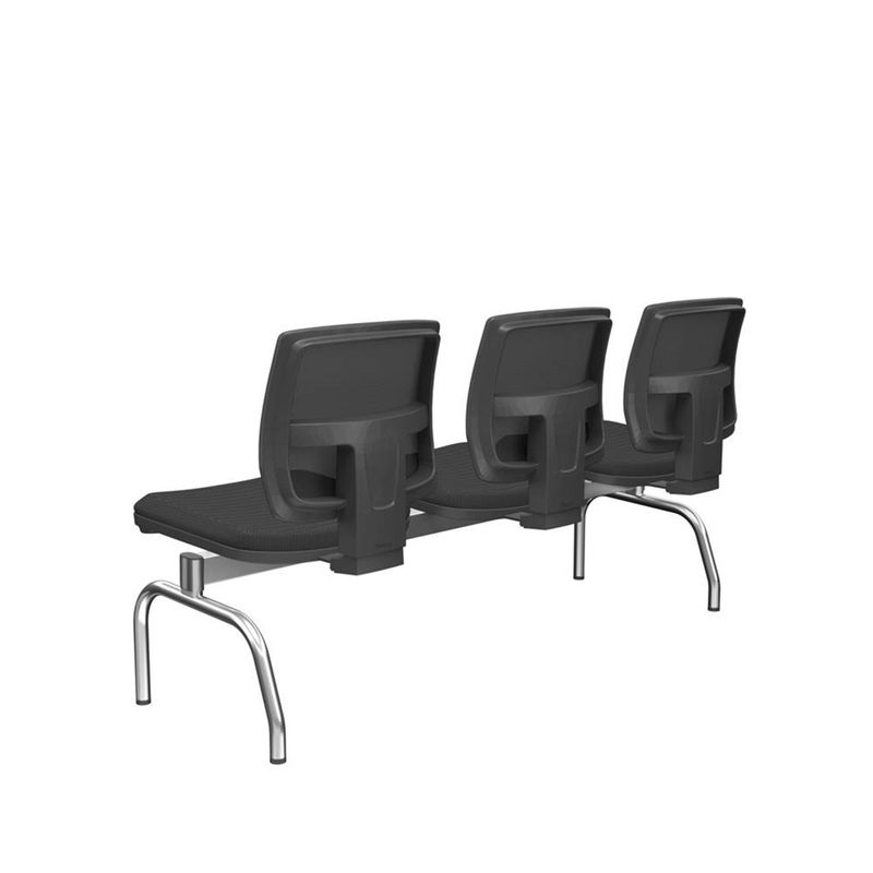 LongarinaFlora3LugaresEncostoTelaPretaAssentoAeroPretoSemBracoBaseMetalCromado68602