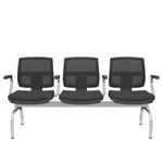 LongarinaFlora3LugaresEncostoTelaPretaAssentoAeroPretoComBracoBaseMetalCromado68596