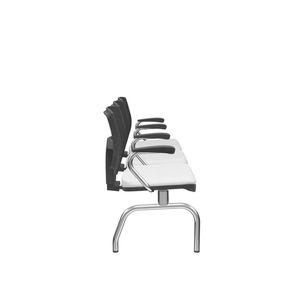 Longarina Flora 3 Lugares Encosto Tela Preta Assento Aero Branco Com Braço Base Metal Cromado - 68597