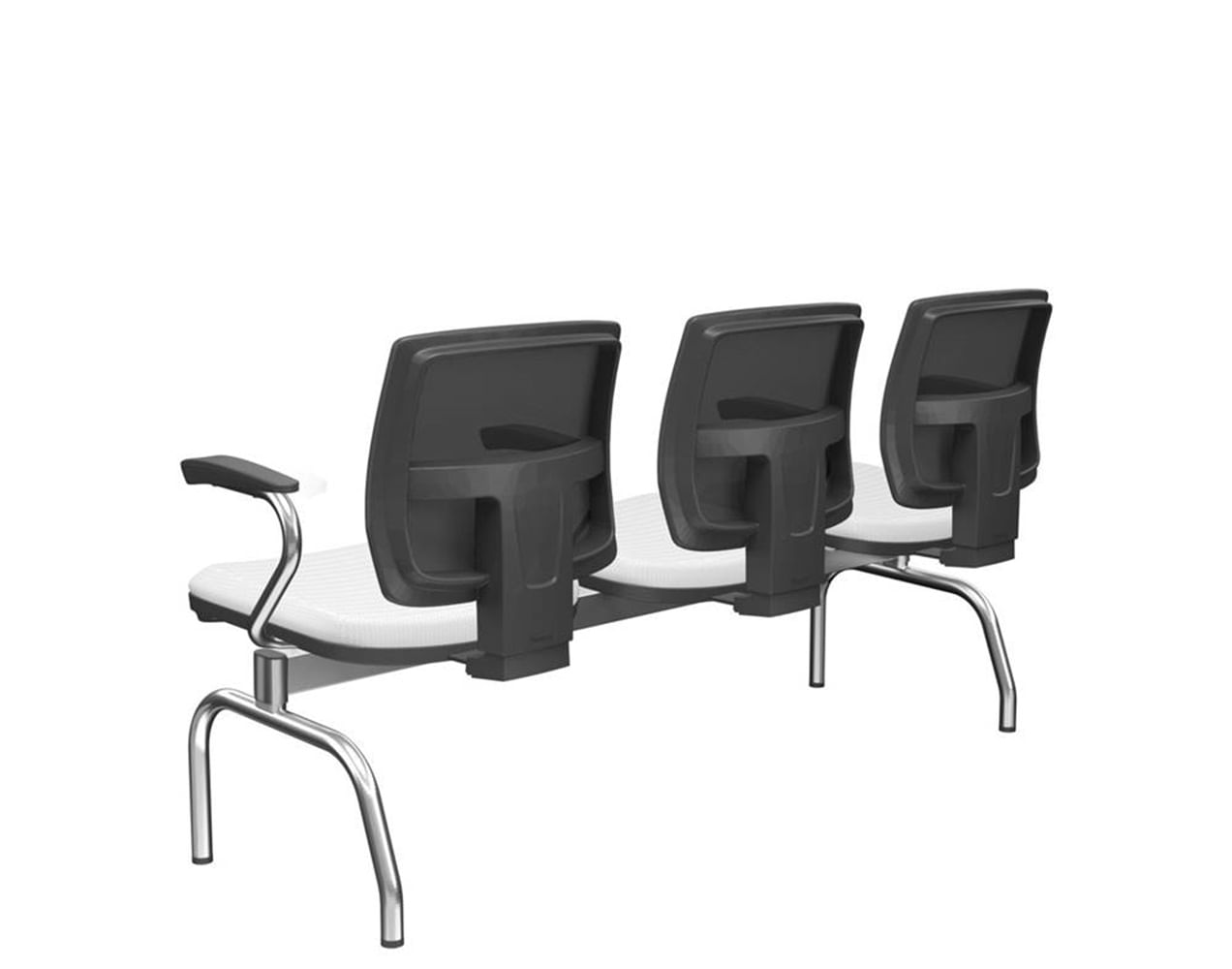 Longarina-Flora-3-Lugares-Encosto-Tela-Preta-Assento-Aero-Branco-Com-Braco-Base-Metal-Cromado---68597