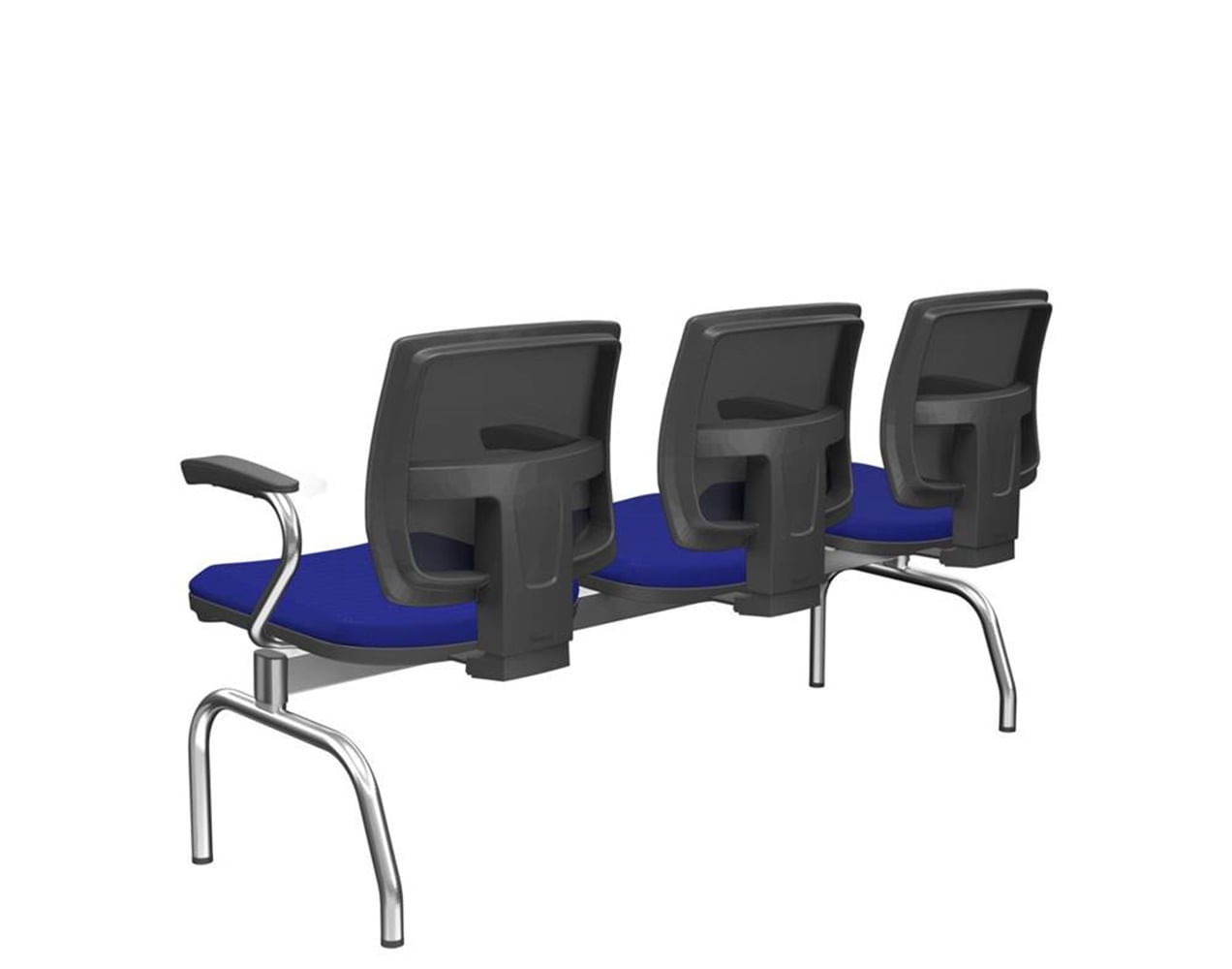 Longarina-Flora-3-Lugares-Encosto-Tela-Preta-Assento-Aero-Azul-Com-Braco-Base-Metal-Cromado---68598