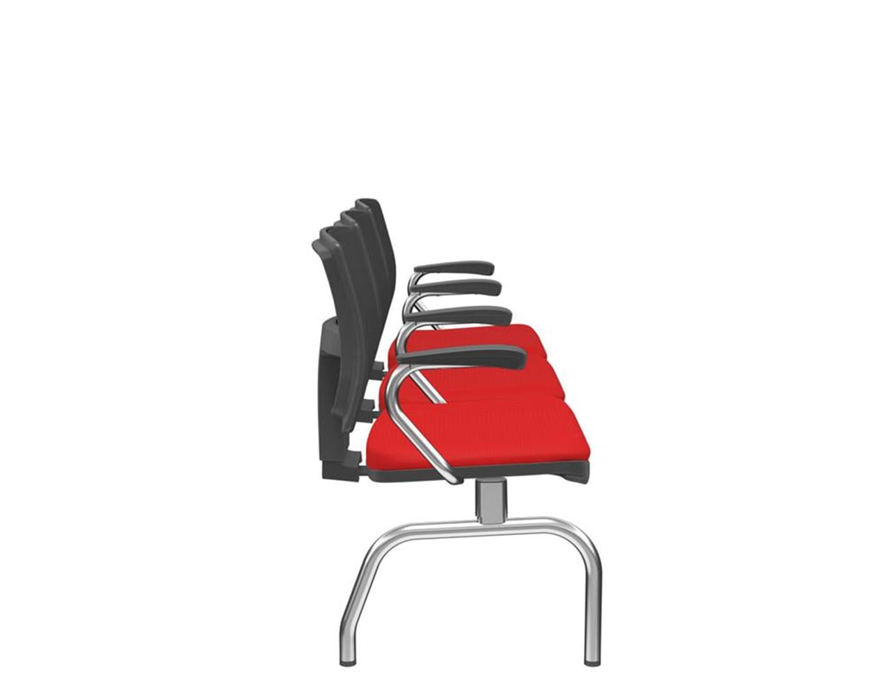 Longarina-Flora-3-Lugares-Encosto-Tela-Preta-Assento-Aero-Vermelho-Com-Braco-Base-Metal-Cromado---68600