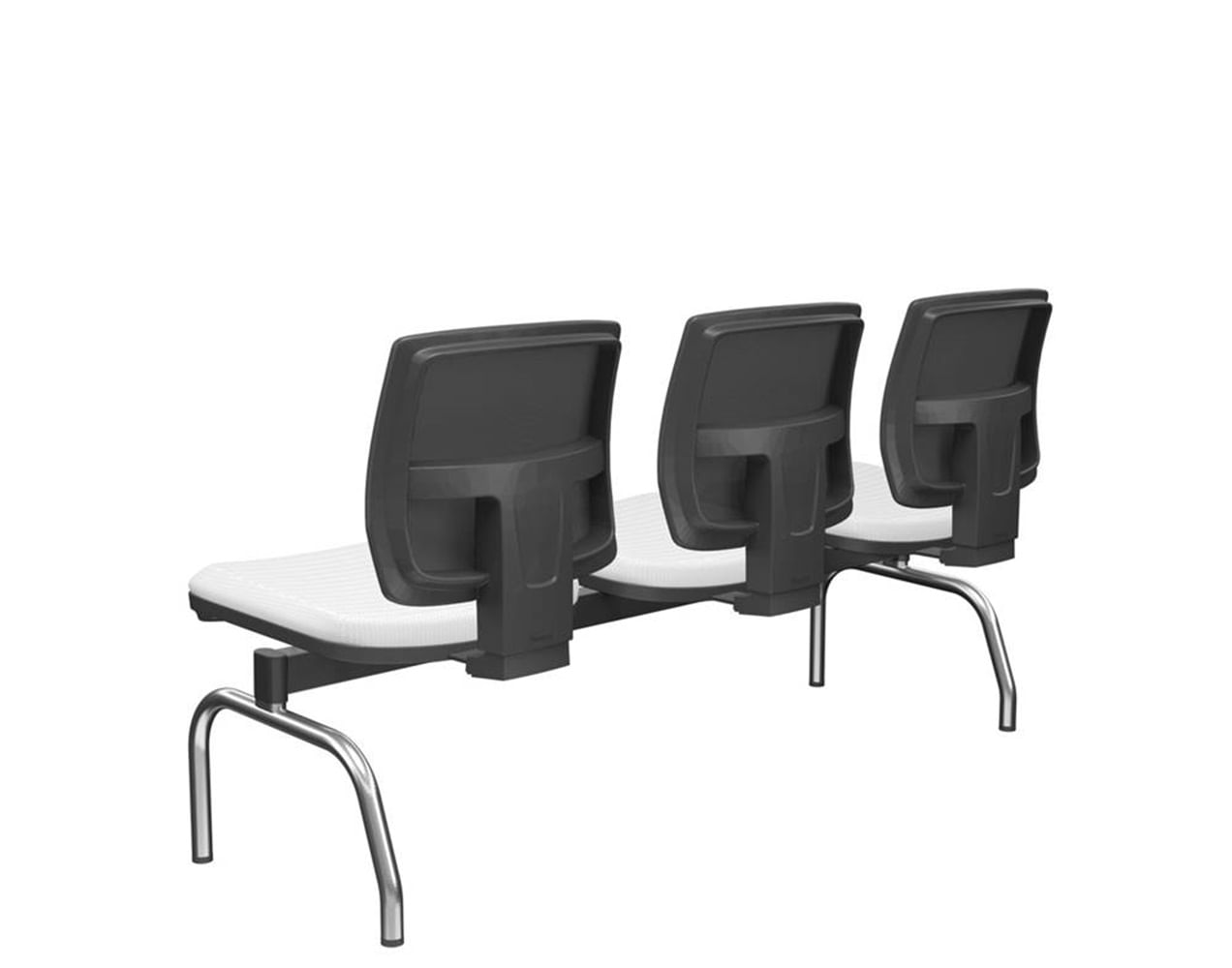 Longarina-Flora-3-Lugares-Encosto-Tela-Preta-Assento-Aero-Branco-Sem-Braco-Base-Metal-Cromado-e-Preto---68607