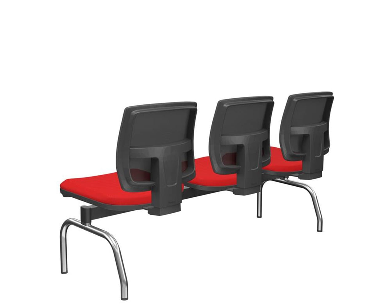 Longarina-Flora-3-Lugares-Encosto-Tela-Preta-Assento-Aero-Vermelho-Sem-Braco-Base-Metal-Cromado-e-Preto---68621-