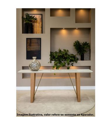 Aparador Sara Tampo Off White Base Amendoa Aco Dourado 180cm - 68622