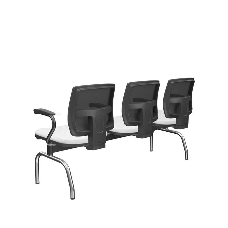 LongarinaFlora3LugaresEncostoTelaPretaAssentoAeroBrancoComBracoBaseMetalCromadoePreto68624