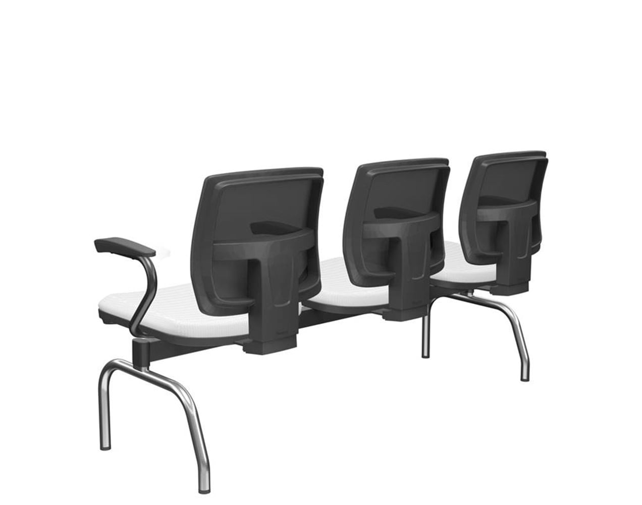 Longarina-Flora-3-Lugares-Encosto-Tela-Preta-Assento-Aero-Branco-Com-Braco-Base-Metal-Cromado-e-Preto---68624