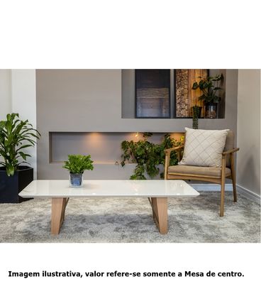 Mesa Centro Sara Off White Com Amendoa Aco Dourado 140cm - 68632