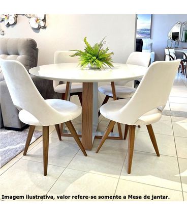 Mesa Jantar Macau Carvalho Amendoa Tampo Off White 140cm - 68640