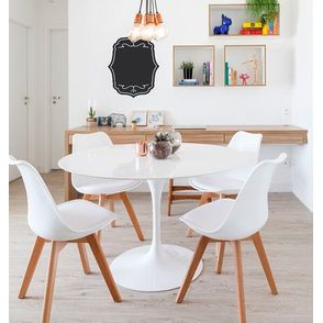 Cadeira Siena PU Branco Base Madeira Natural 84cm  - 62131