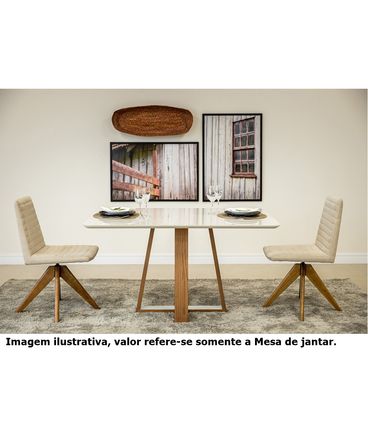 Mesa Jantar Macau Retangular Carvalho Amendo Off White 140cm - 68721