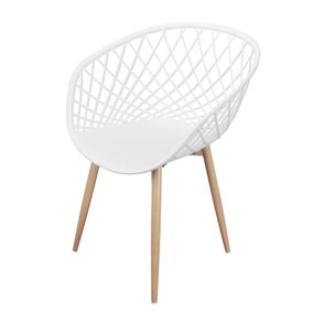 Cadeira Leroy em Polipropileno Branco com Base Aco cor Madeira - 68727