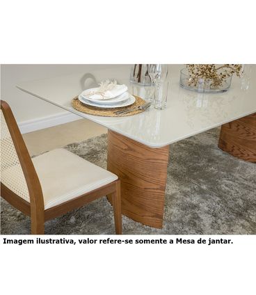 Mesa Jantar Perth Carvalho Amendoa Tampo Off White 200cm - 68731