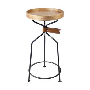 Mesa Apoio Tag Baixa Tampo Louro Freijo com Base Aco Preta 51 cm - 62147