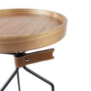 Mesa Apoio Tag Baixa Tampo Louro Freijo com Base Aco Preta 51 cm - 62147