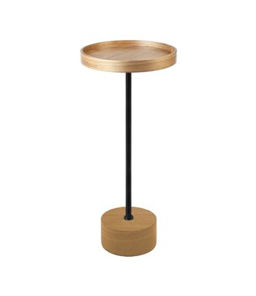 Mesa de Apoio Etoni Alta Tampo Louro Freijo com Haste em Aco cor Preta 62 cm - 66793