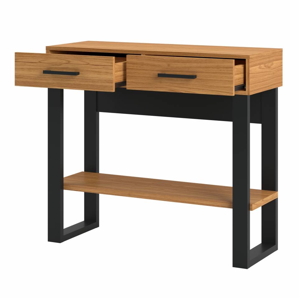 Aparador-Cleveland-2-Gavetas-cor-Freijo-com-Preto-Fosco-80cm---64582