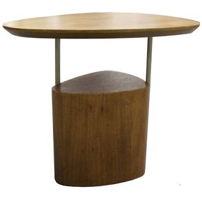 Mesa Lateral Elsinki Baixa Tampo e Base cor Louro Freijo com Haste cor Gold 50 cm - 59166