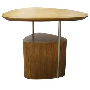 Mesa Lateral Elsinki Baixa Tampo e Base cor Louro Freijo com Haste cor Gold 50 cm - 59166