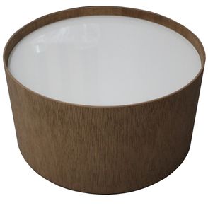 Mesa Centro Quebec Redonda Madeira Honey com Tampo Vidro Off White 71 cm - 68929