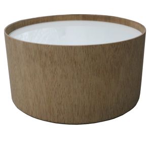 Mesa Centro Quebec Redonda Madeira Honey com Tampo Vidro Off White 71 cm - 68929