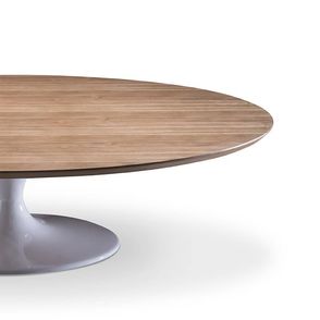 Mesa de Centro Oval Imatra Tampo Madeira Imbuia Base Saarinen em Alumínio Preto 160x80cm - 69103