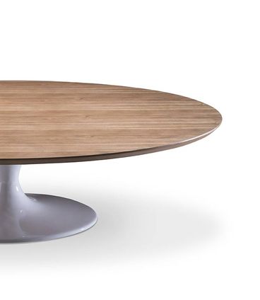 Mesa de Centro Oval Imatra Tampo Madeira Imbuia Base Saarinen em Alumínio Preto 140x70cm - 69111