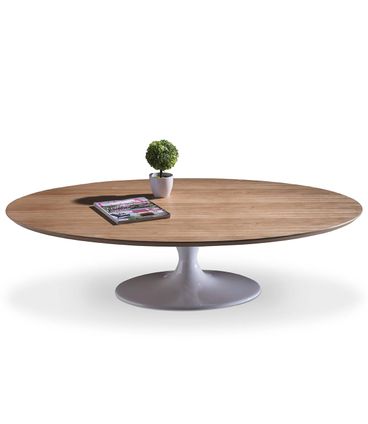 Mesa de Centro Oval Imatra Tampo Madeira Imbuia Base Saarinen em Alumínio Preto 120x60cm - 69112