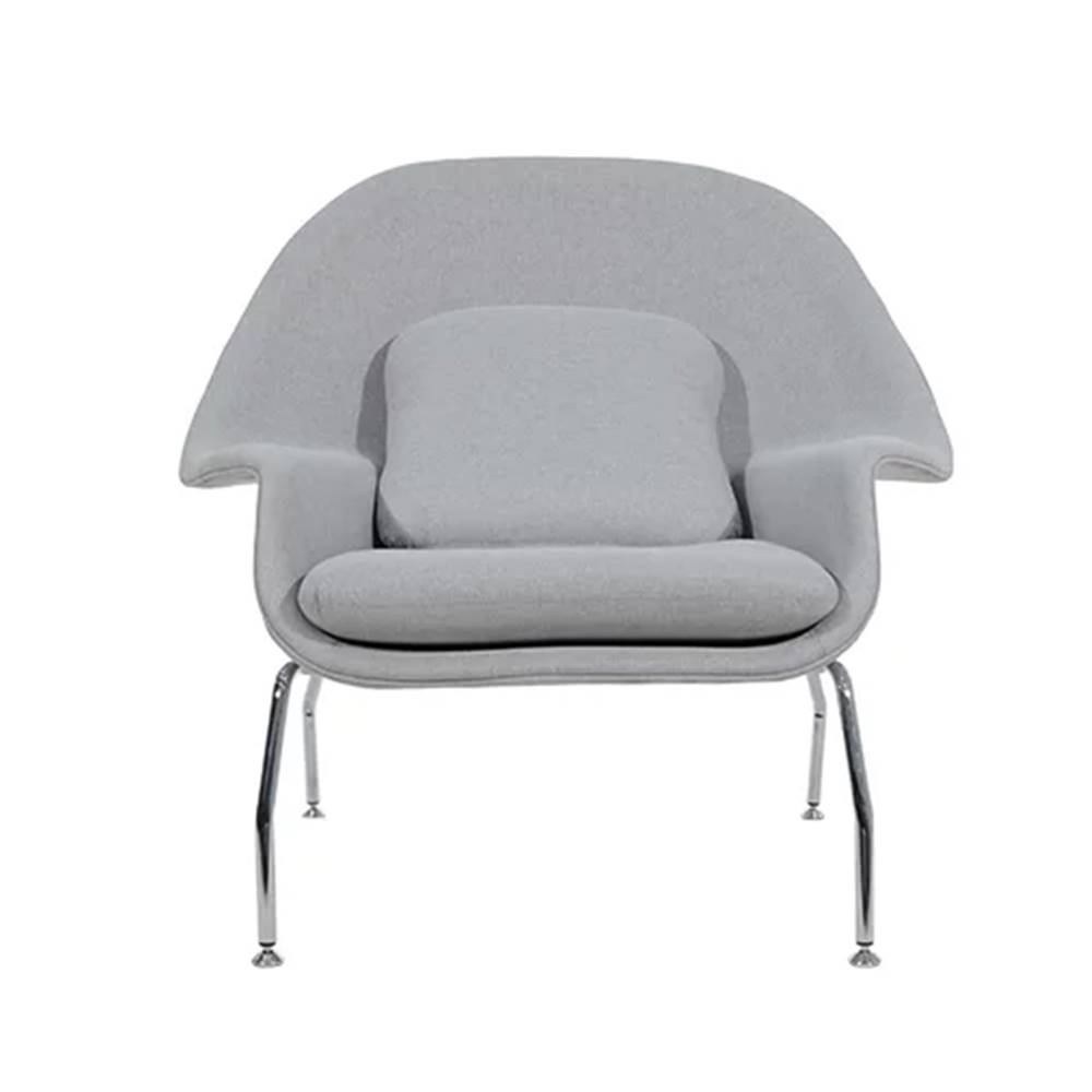 Poltrona-com-Puff-Womb-Saarinen-Tecido-Cinza-Base-Cromada---69146