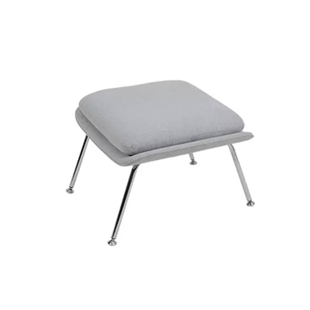 Poltrona com Puff Womb Saarinen Tecido Cinza Base Cromada - 69146