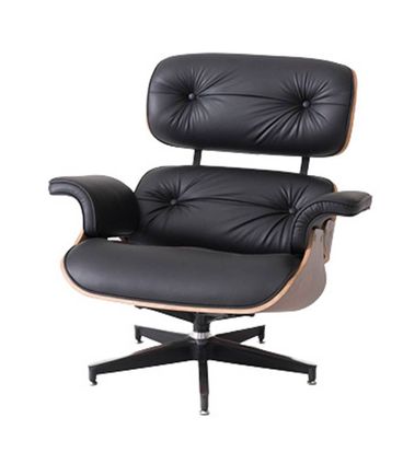 Poltrona Charles Eames Freijó Estofada Preto Pés Alumínio - 69158