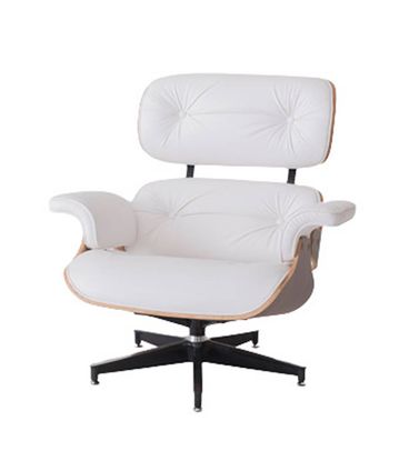 Poltrona Charles Eames Freijó Estofada Branca Pés Alumínio - 69159