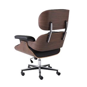 Poltronas Charles Eames Office Freijó Estofada Preto Pés Alumínio Com Rodas - 69161