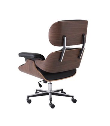 Poltronas Charles Eames Office Freijó Estofada Preto Pés Alumínio Com Rodas - 69161