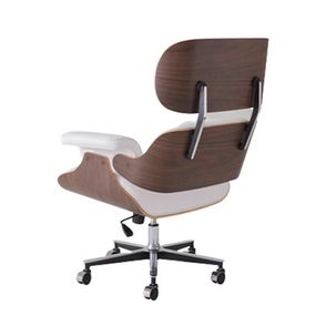 Poltronas Charles Eames Office Freijó Estofada Branca Pés Alumínio Com Rodas - 69161